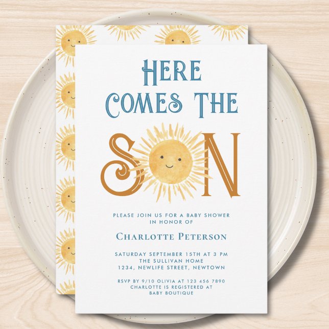 Here Comes The Son Cute Baby Shower  Invitation (Creator Uploaded)