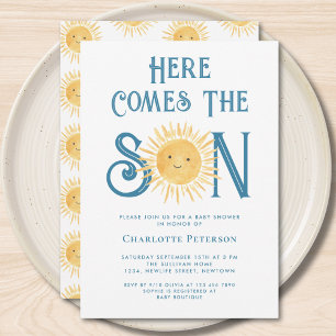 Here Comes The Son Cute Boy's Baby Shower Invitation