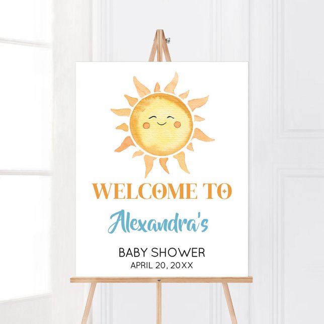 Here Comes the Son Cute Sun Baby Shower Welcome Poster (Sunshine Here Comes the Son Baby Shower Welcome Sign)