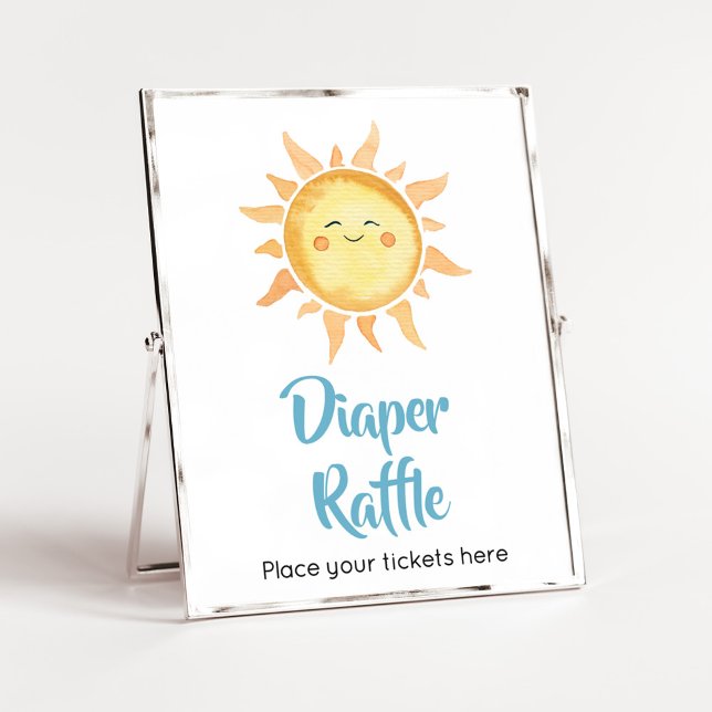 Here Comes the Son Cute Sun Diaper Raffle Poster (Sunshine Here Comes the Son Baby Shower Diaper Raffle Sign)