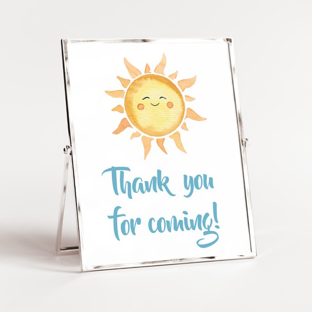 Here Comes the Son Cute Sun Thank you for Coming Poster (Sunshine Here Comes the Son Baby Shower Thank you for Coming Sign)