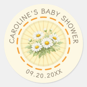 Here Comes the Son Daisy Baby Shower Classic Round Sticker
