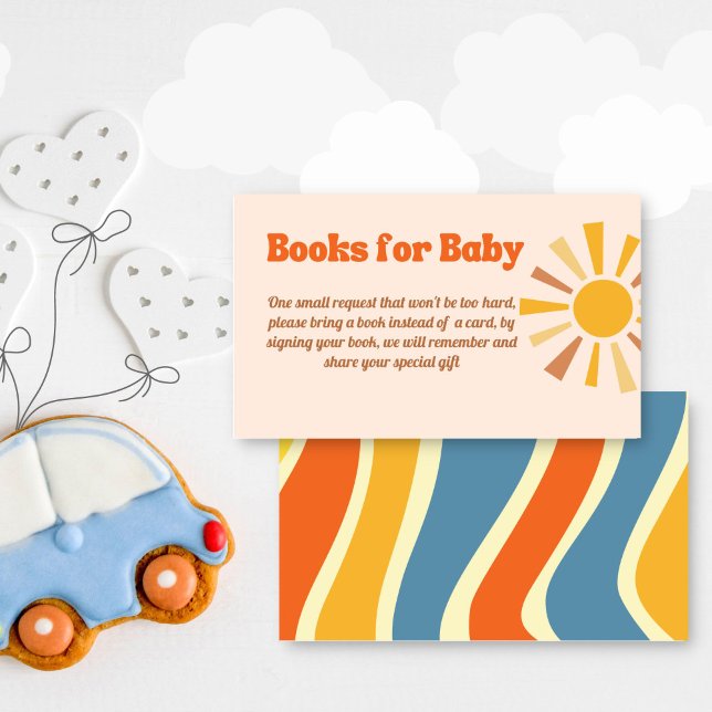 Here comes the son groovy retro book request enclosure card (Here comes the son groovy retro vibes baby shower book request enclosure card books for baby cards)