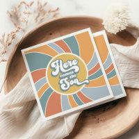 Here Comes The Son Groovy Retro Sun Baby Shower