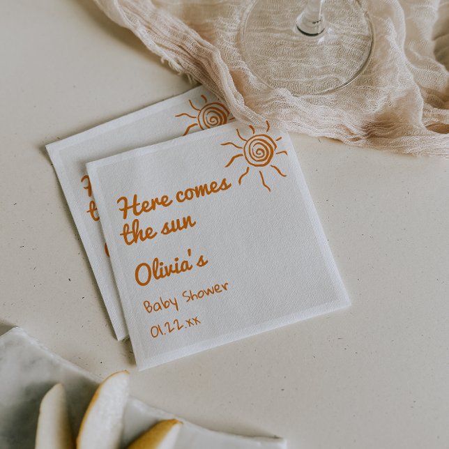 Here Comes The Son Hand Drawn Baby Shower Napkin (Creator Uploaded)