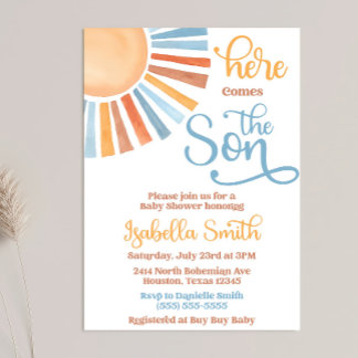 Here comes the Son Invitation Baby Shower Editable
