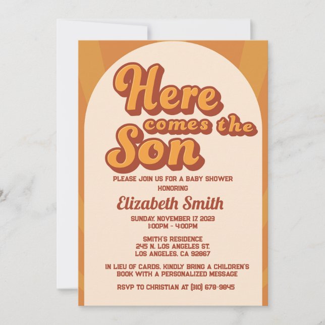 Here Comes the Son Invitation Template (Front)