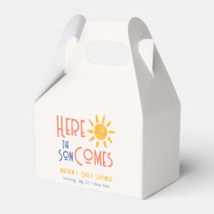 Here Comes The Son Minimal Retro Sun Baby Shower  Favour Box