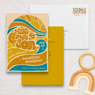 Here Comes the Son Retro Baby Boy Baby Shower Invitation