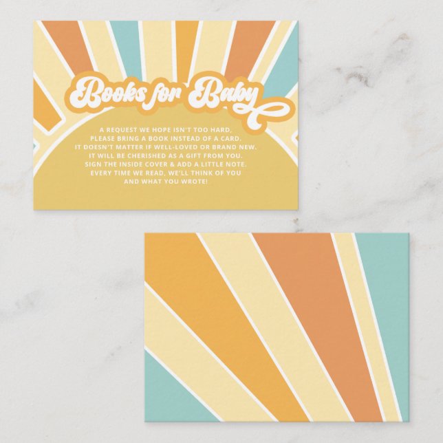 Here comes the son retro Baby Shower book request Enclosure Card (Front/Back)
