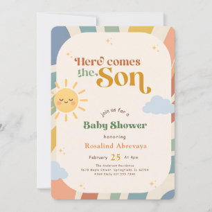Here Comes the Son Retro Baby Shower Invitation