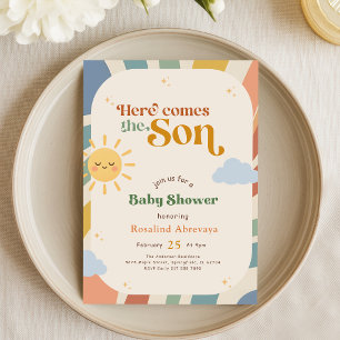 Here Comes the Son Retro Baby Shower Invitation