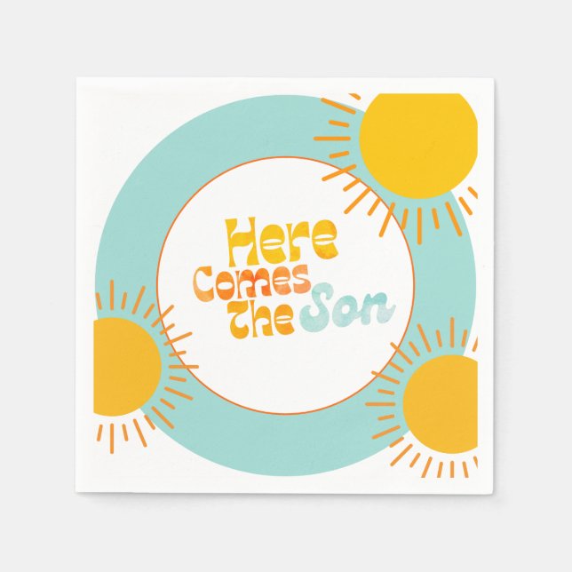 Here Comes the Son retro baby shower Napkin (Front)