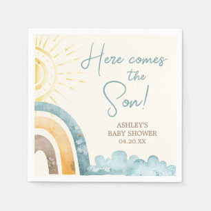 Here Comes The Son Retro Baby Shower Napkin