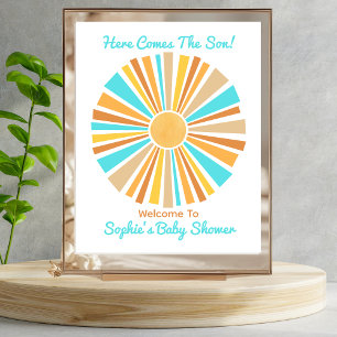 Here Comes The Son, Retro Boho Sunshine Welcome Poster