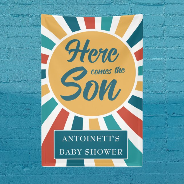 Here Comes the Son Retro Sun Baby Shower Banner (Creator Uploaded)