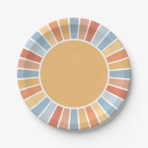 Here Comes the Son Retro Sunshine Baby Shower  Paper Plate