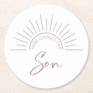 Here Comes The Son Round Paper Coaster