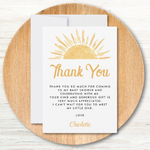 Here Comes The Son Sun Baby Shower Thank You Card