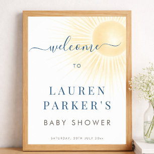 Here Comes The Son Sun Baby Shower Welcome Poster