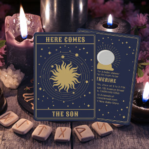 Here Comes The Son   Sun Tarot Baby Shower Invitation