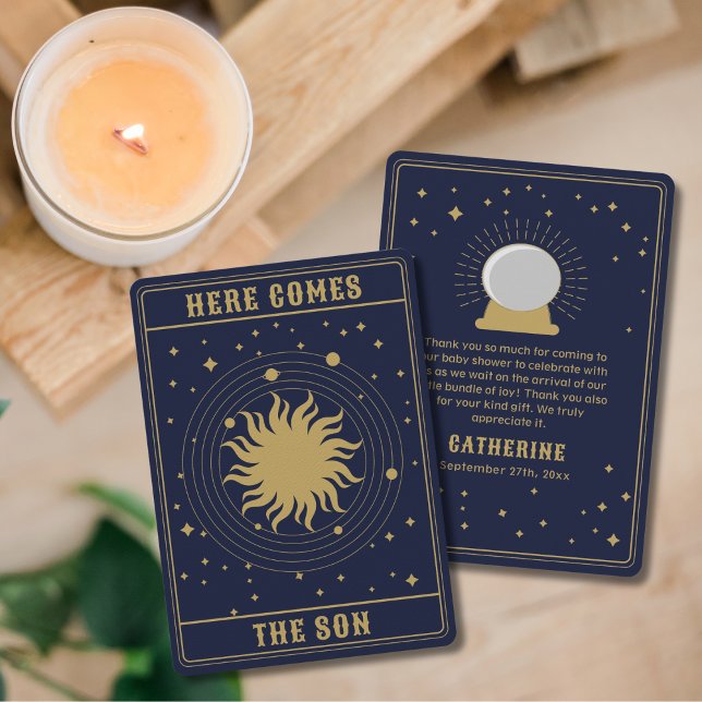 Here Comes The Son | Sun Tarot Baby Shower Thank You Card (Creator Uploaded)