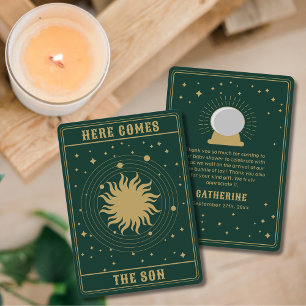 Here Comes The Son   Sun Tarot Baby Shower Thank You Card