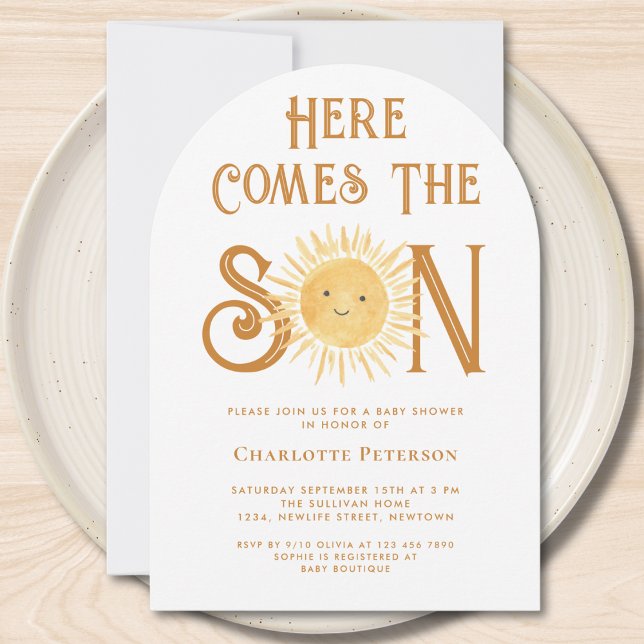 Here Comes The Son Sunshine Baby Shower Arch Invitation (Creator Uploaded)