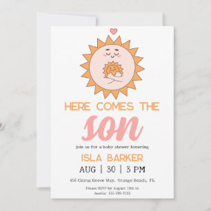 Here comes the son sunshine baby shower invitation