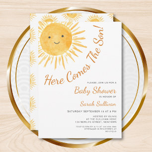 Here Comes The Son Sunshine Baby Shower Invitation