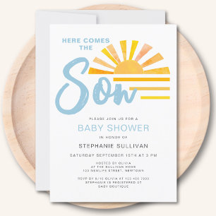 Here Comes The Son Sunshine Baby Shower  Invitation