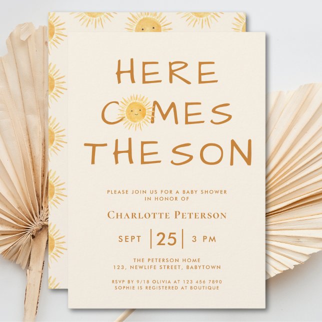 Here Comes The Son Sunshine Baby Shower Invitation (Creator Uploaded)