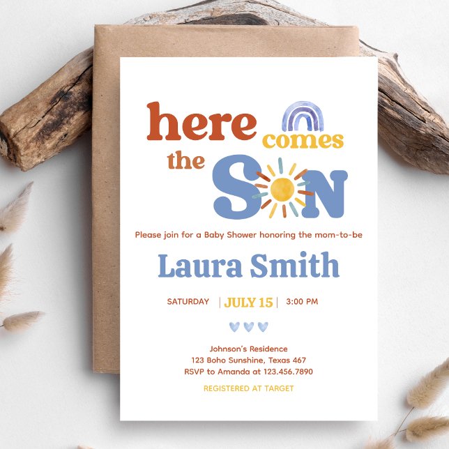 Here comes the Son Sunshine Baby Shower Invitation (Here comes the Sun Baby Shower Invitation)
