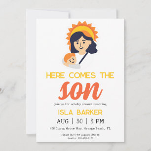 Here comes the son sunshine baby shower invitation