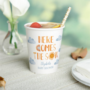 Here Comes The Son Sunshine Baby Shower Paper Cups