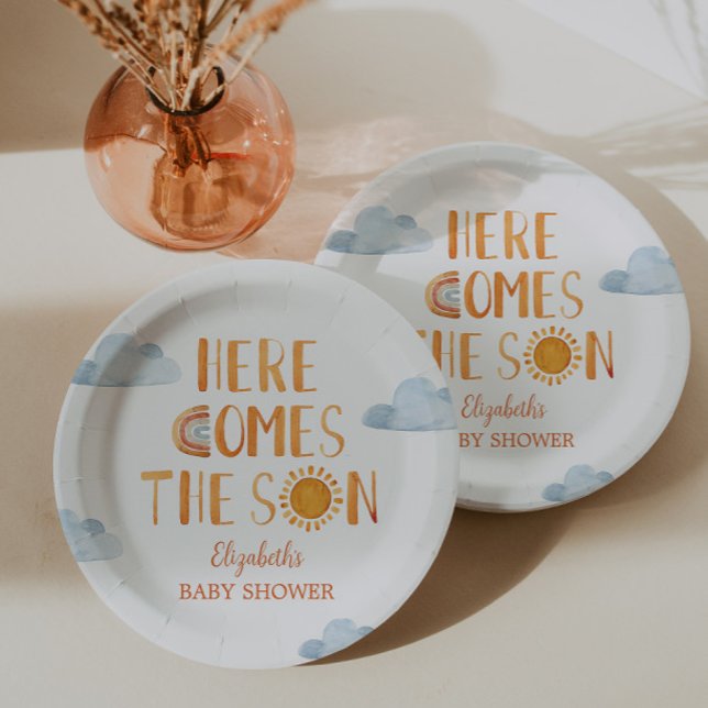 Here Comes The Son Sunshine Baby Shower  Paper Plate (Creator Uploaded)