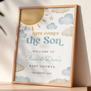 Here Comes the Son Sunshine Baby Shower Welcome  Poster