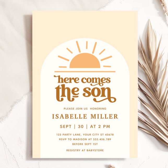 Here Comes the Son Sunshine Boy Baby Shower Invitation (Here Comes the Son Sunshine Boy Baby Shower Invitation)
