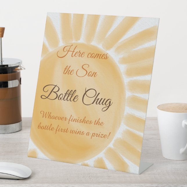 Here Comes the Son Sunshine Ray Baby Shower Game Pedestal Sign (In SItu)