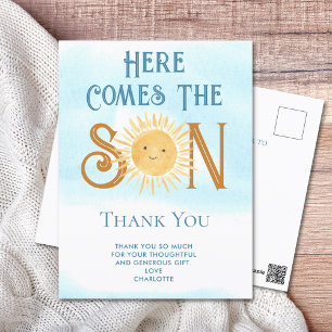Here Comes The Son Thank You Postcard