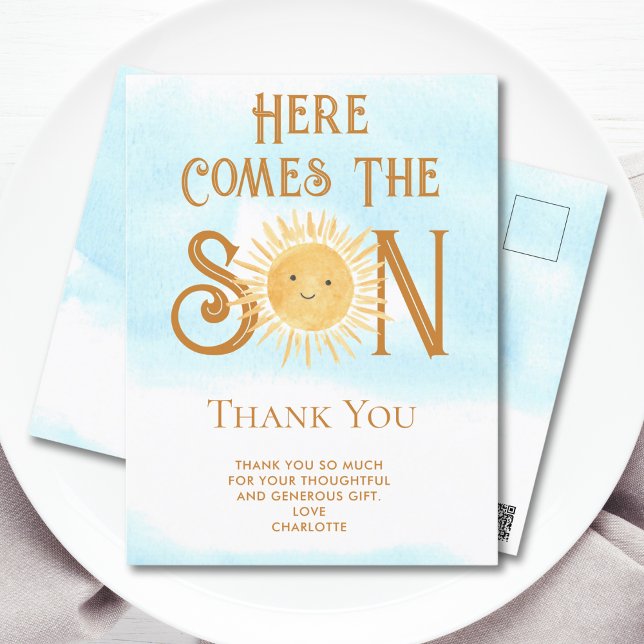 Here Comes The Son Thank You Postcard (Creator Uploaded)