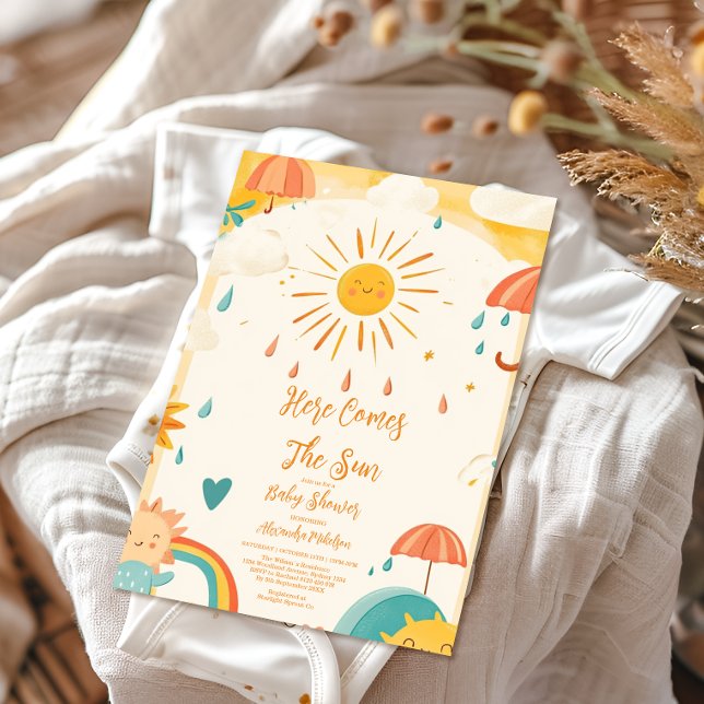 Here Comes the Son Yellow Sunshine Invitation (Creator Uploaded)