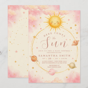 Here Comes the Sun Baby Girl Shower Invitation