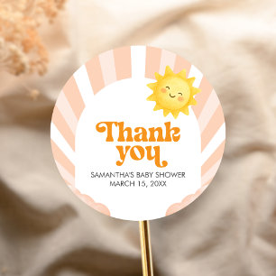 Here Comes the Sun Baby Shower Classic Round Sticker