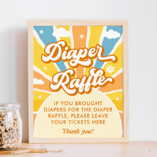 Here Comes the Sun Baby Shower Diaper Raffle Game Poster