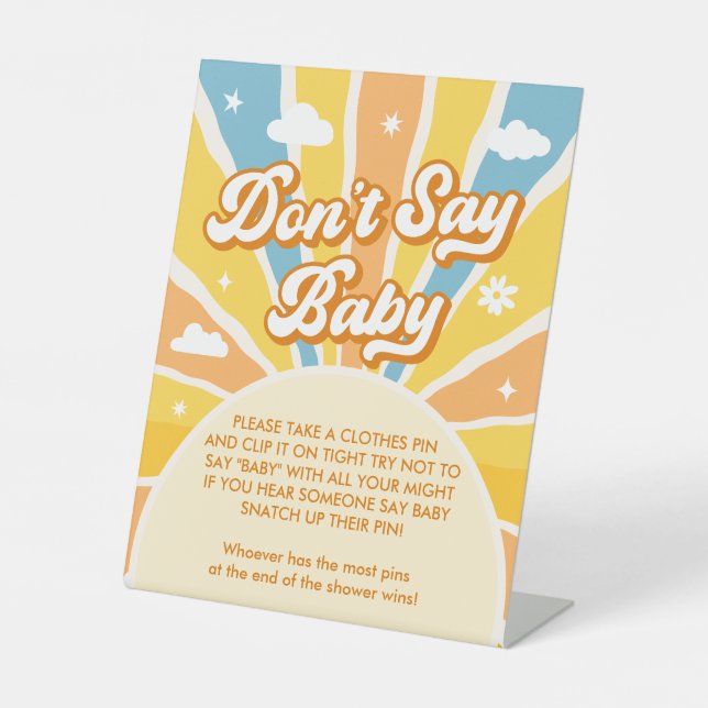 Here Comes the Sun Baby Shower Don't Say Baby Game Pedestal Sign (Front)