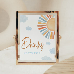 Here Comes The Sun Baby Shower Drinks Poster
