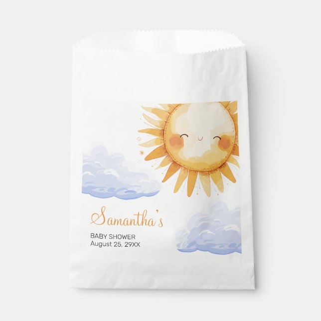 Here comes the Sun baby shower favour bag (Front)
