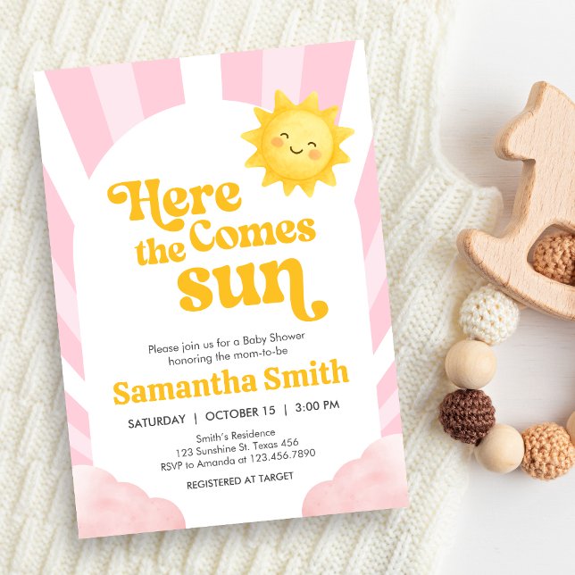 Here Comes the Sun Baby Shower Invitation (Sunshine Baby Shower Invitation)