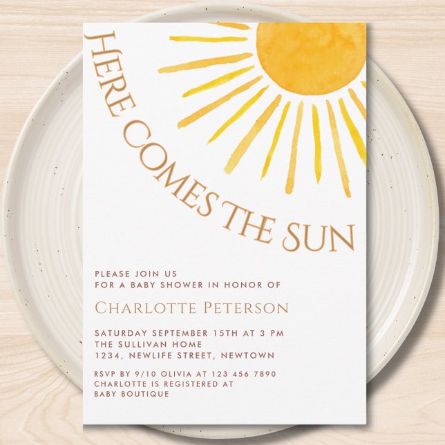 Here Comes The Sun Baby Shower Invitation (Creator Uploaded)